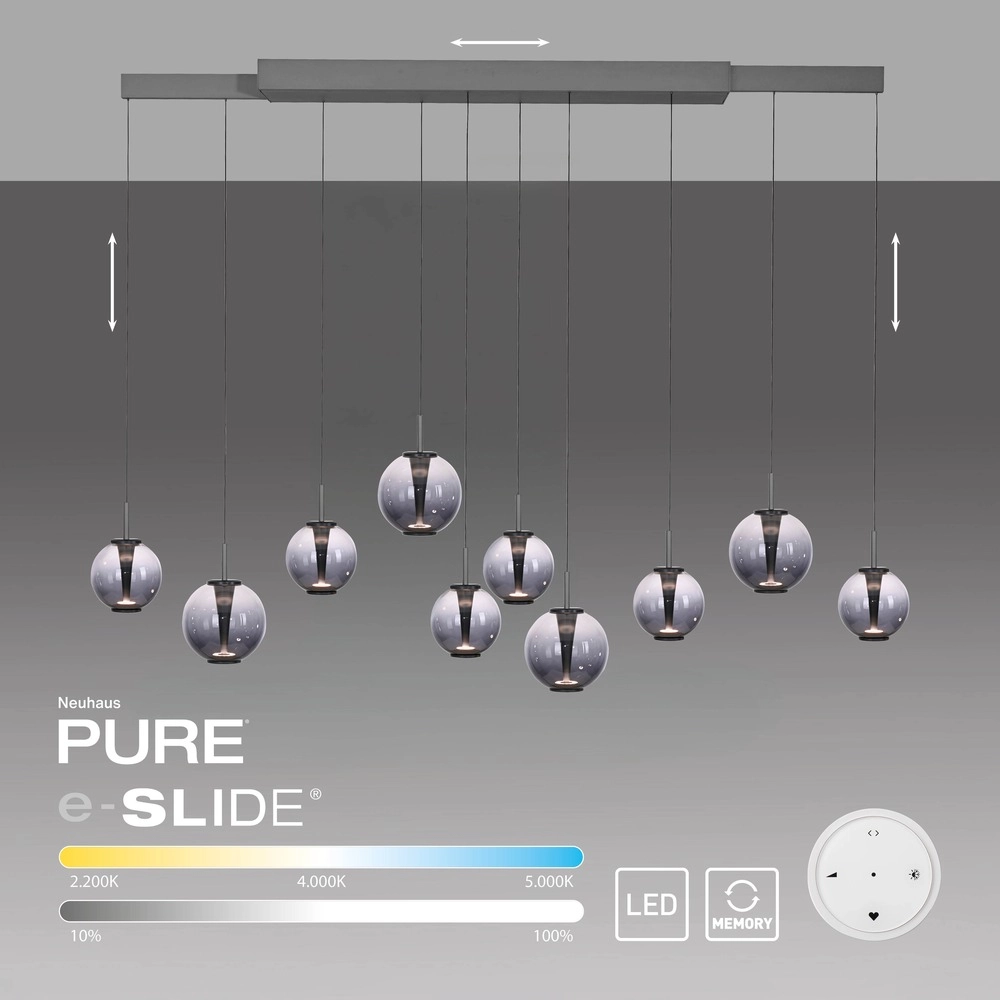 Hanglamp Pure E-Infinty mystic grey met smoke glas Paul Neuhaus 4012248397862