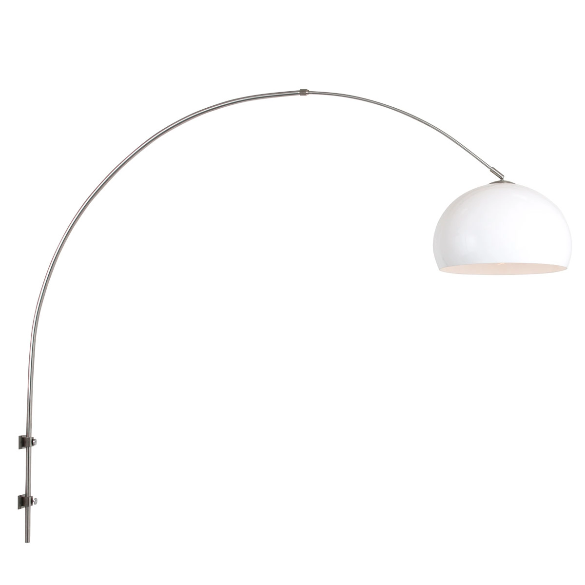 Wand Booglamp Sparkled RVS met lampenkap wit