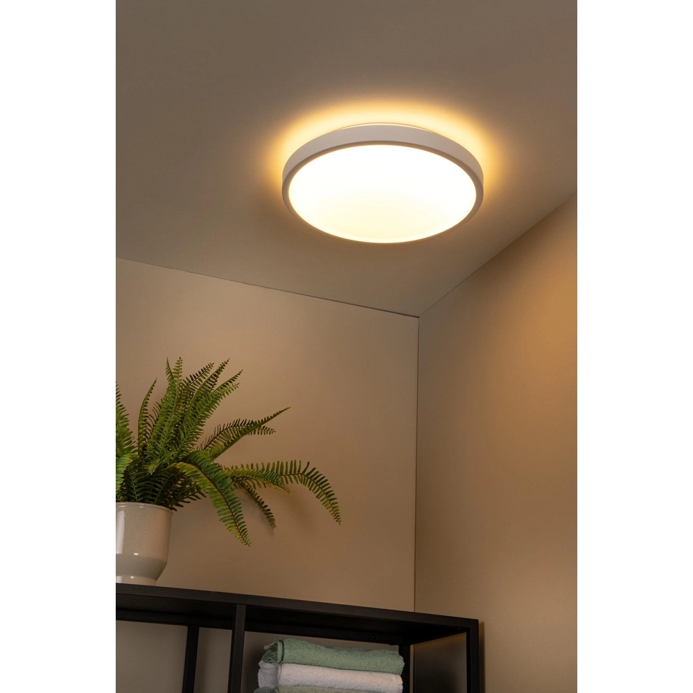 Witte plafonniere Dasher Ø 41cm IP44 voor badkamer Lucide 5411212792129