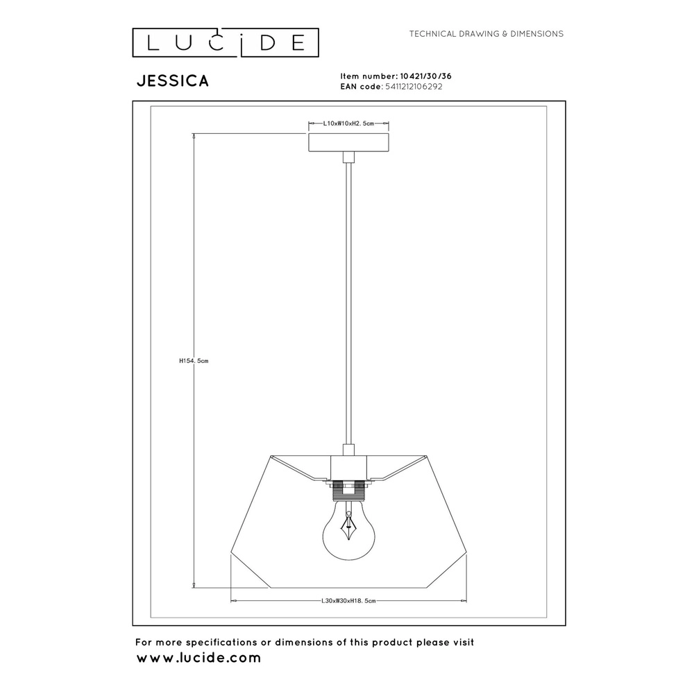 Hanglamp Jessica Ø 30cm grijs Lucide 5411212106292