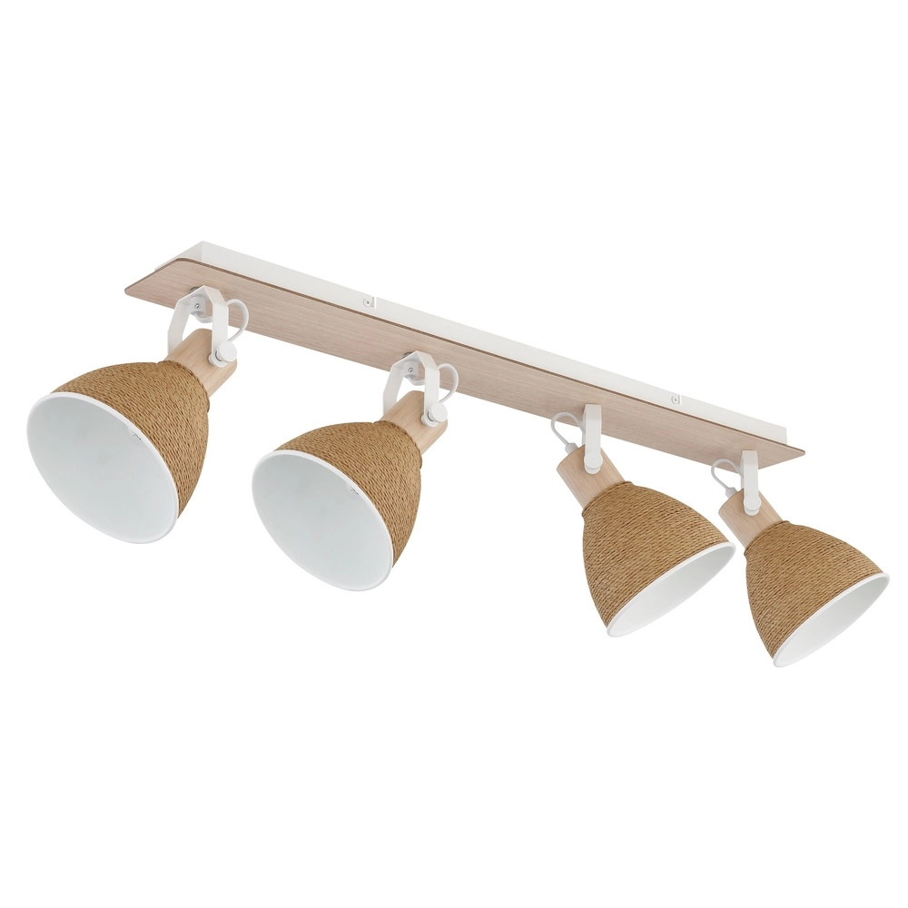 Plafondlamp Lyndon 4-lichts wit met rotan Globo 9007371589746