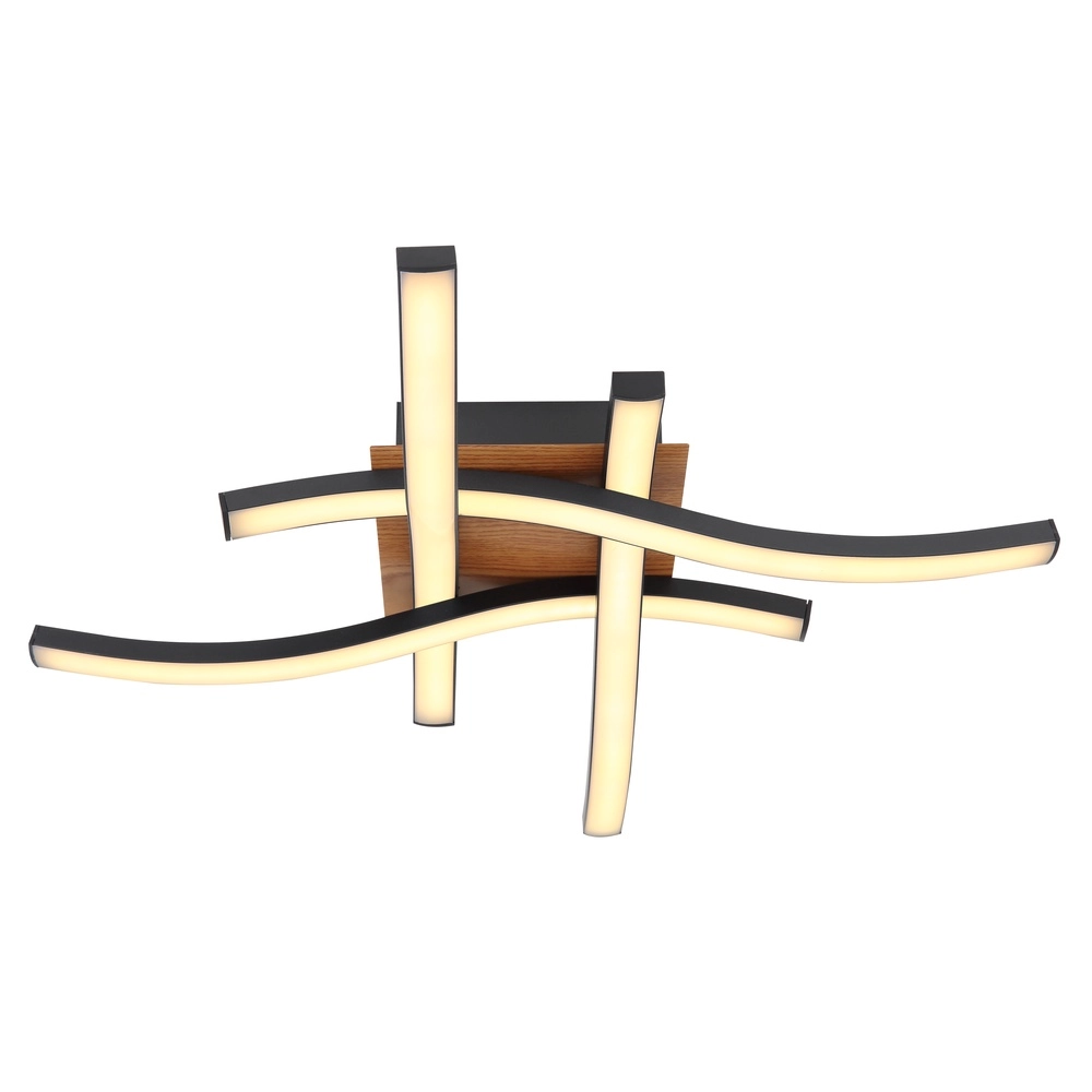 Plafondlamp Evita zwart met hout Globo 9007371419173