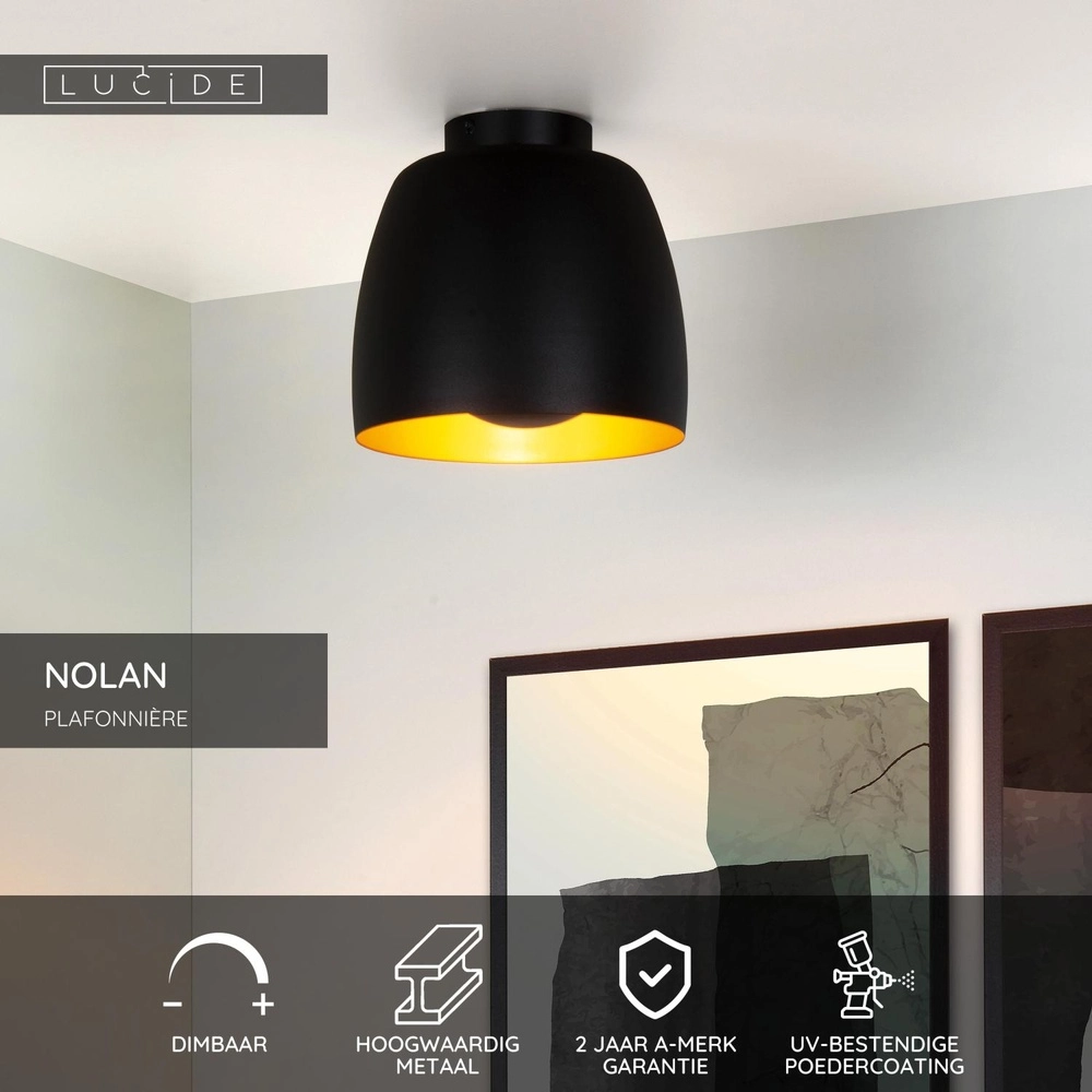 Plafondlamp Nolan Ø 24cm zwart Lucide 5411212302854