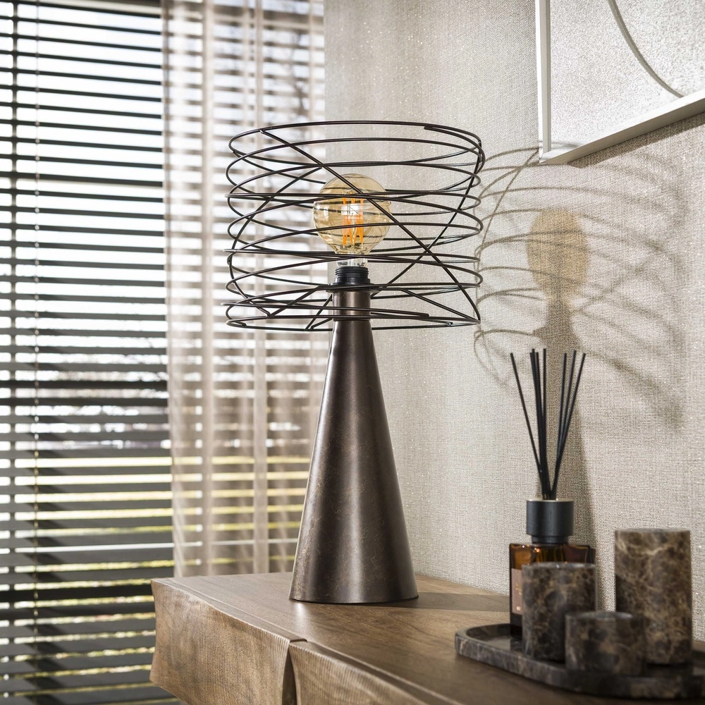 Urban bruine tafellamp Curl met draad kap Lyora 8716803512511