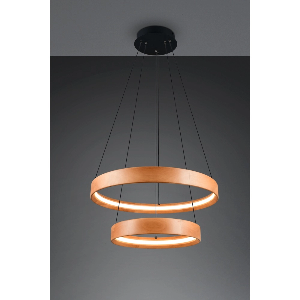 Design hanglamp Lynwood hout Ø 60cm Trio 4017807662276