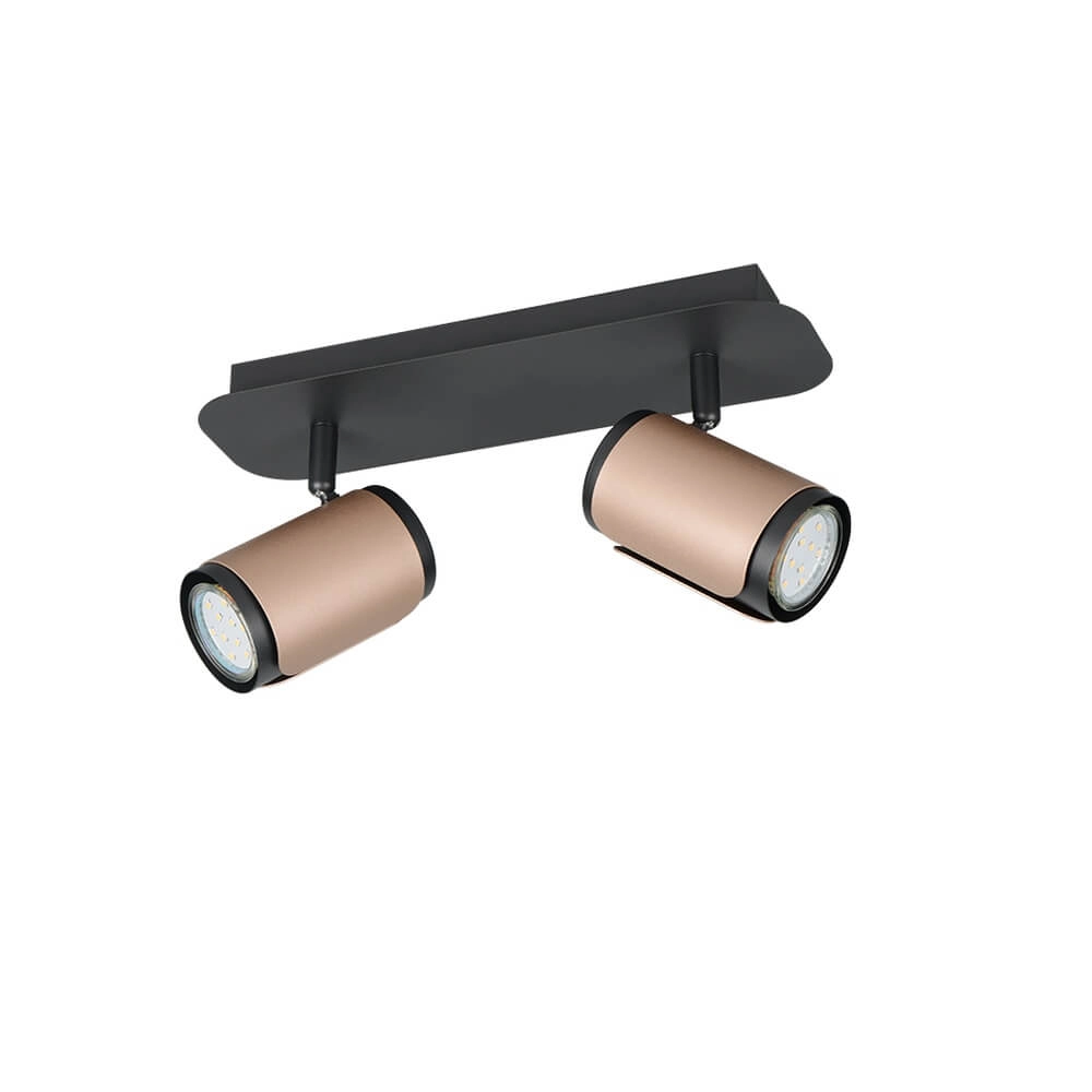 2-lichts opbouwspot Gillan zwart met bruin Trio 4017807640434