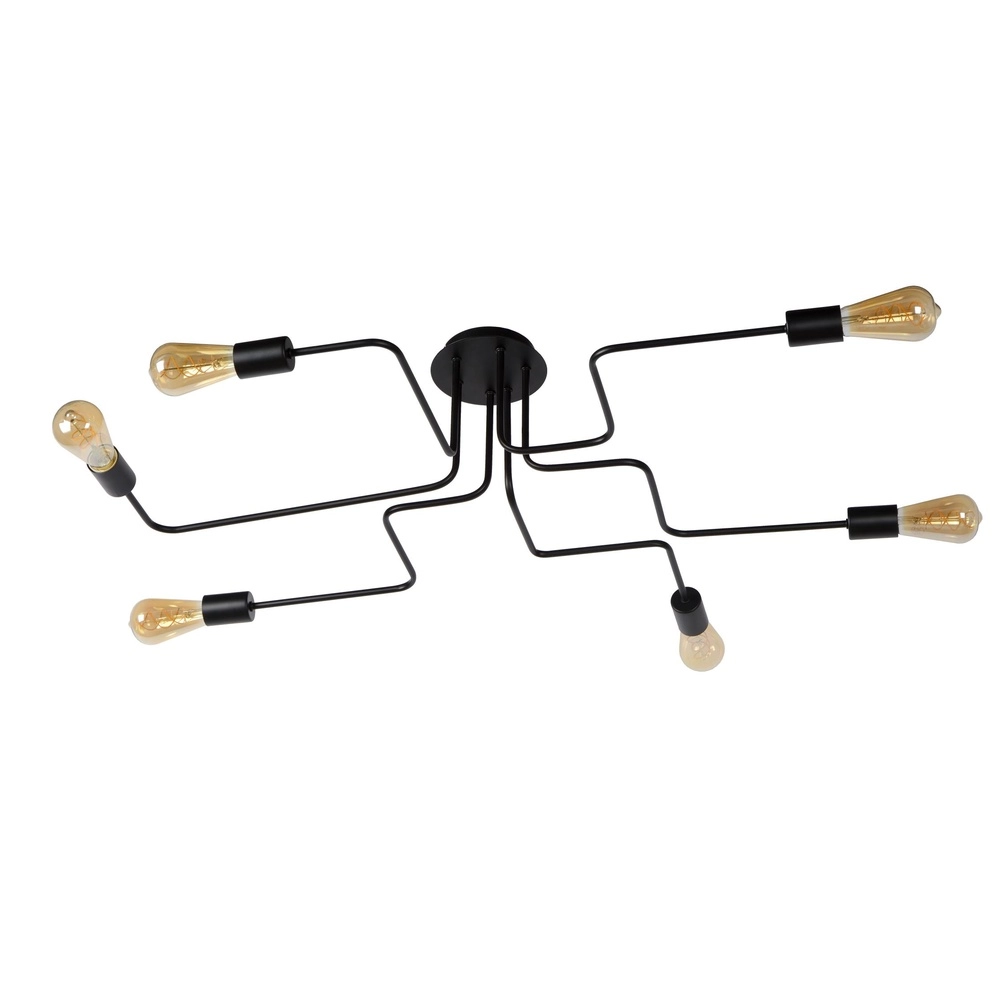 Plafondlamp Lester 6-lichts zwart