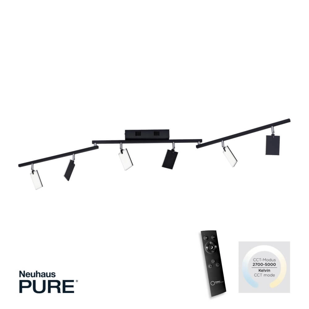 Plafondlamp Pure Mira 6-lichts zwart Paul Neuhaus 4012248359464