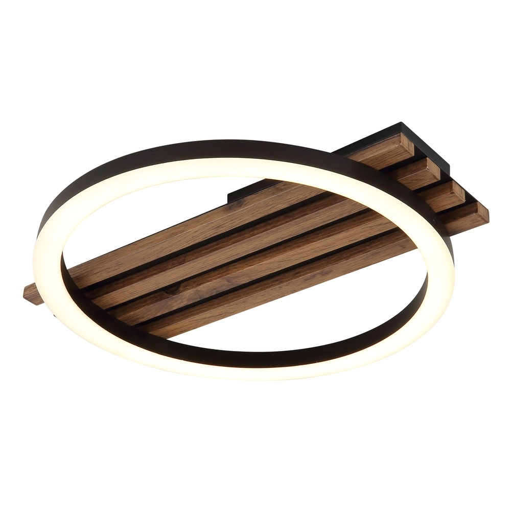 Plafondlamp Tisha enkel zwart met hout