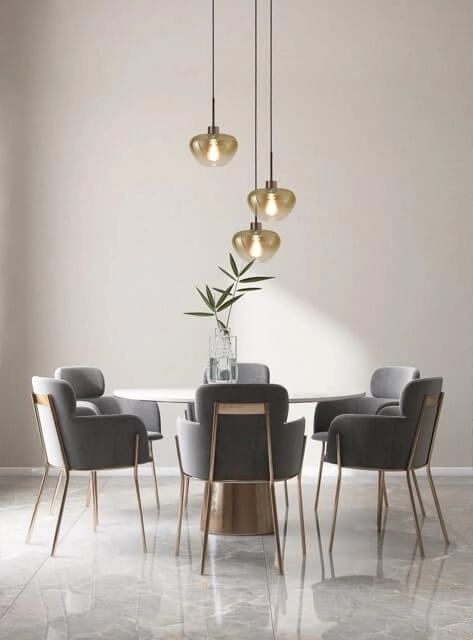 3-lichts hanglamp Genua bruin met 3x goud glas Ø 24cm Masterlight 8718121357041