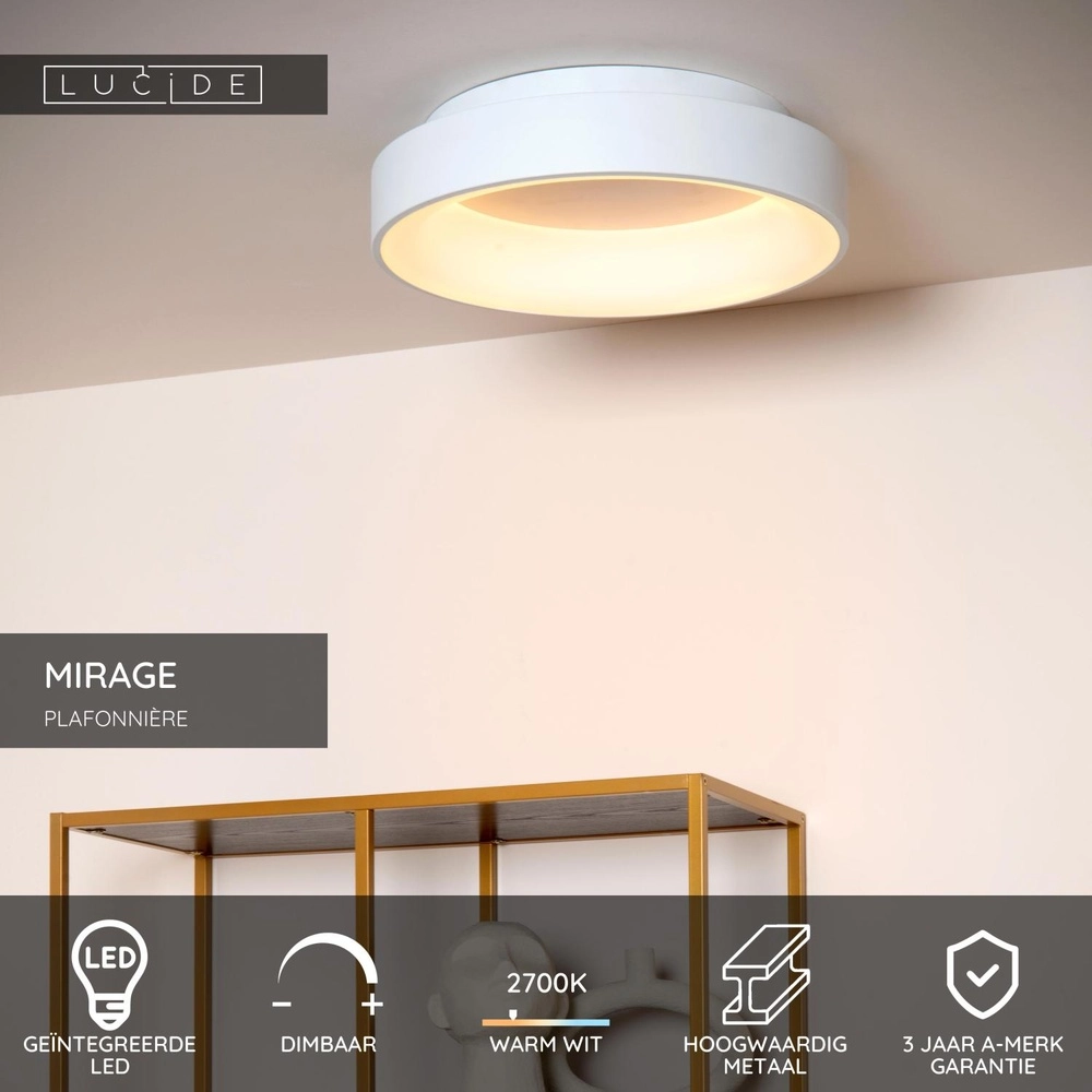Plafondlamp Mirage Ø 45cm wit Lucide 5411212361233
