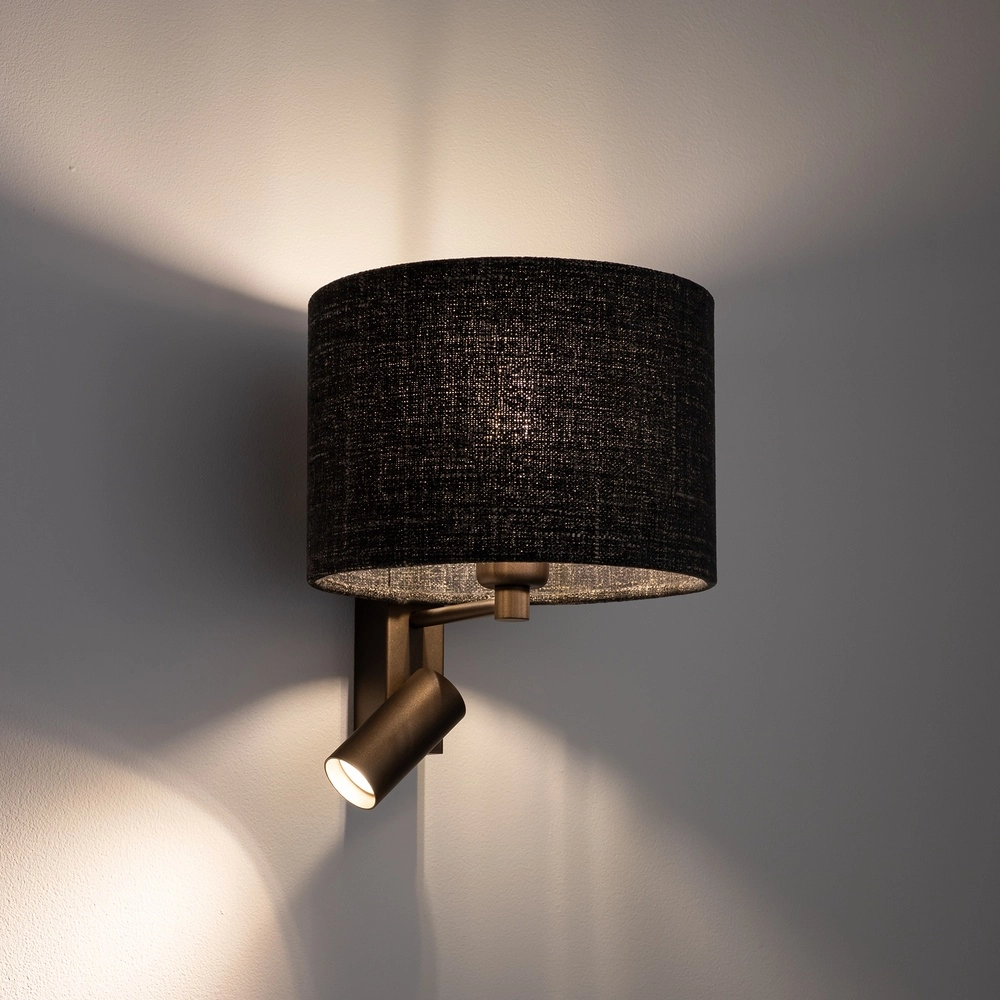 Wandlamp zwart melange Amarela met schemerlampkap Lyora 5903139116619