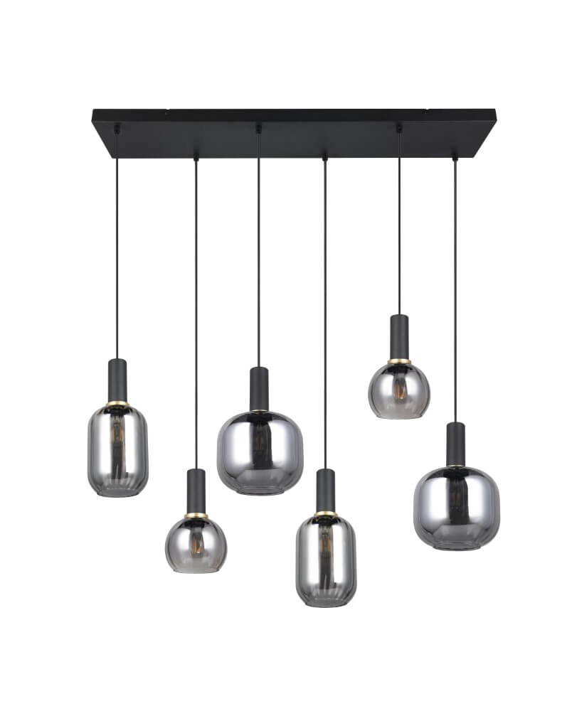Eetkamer hanglamp Diva 6-lichts - smoke glas Trio 4017807614572