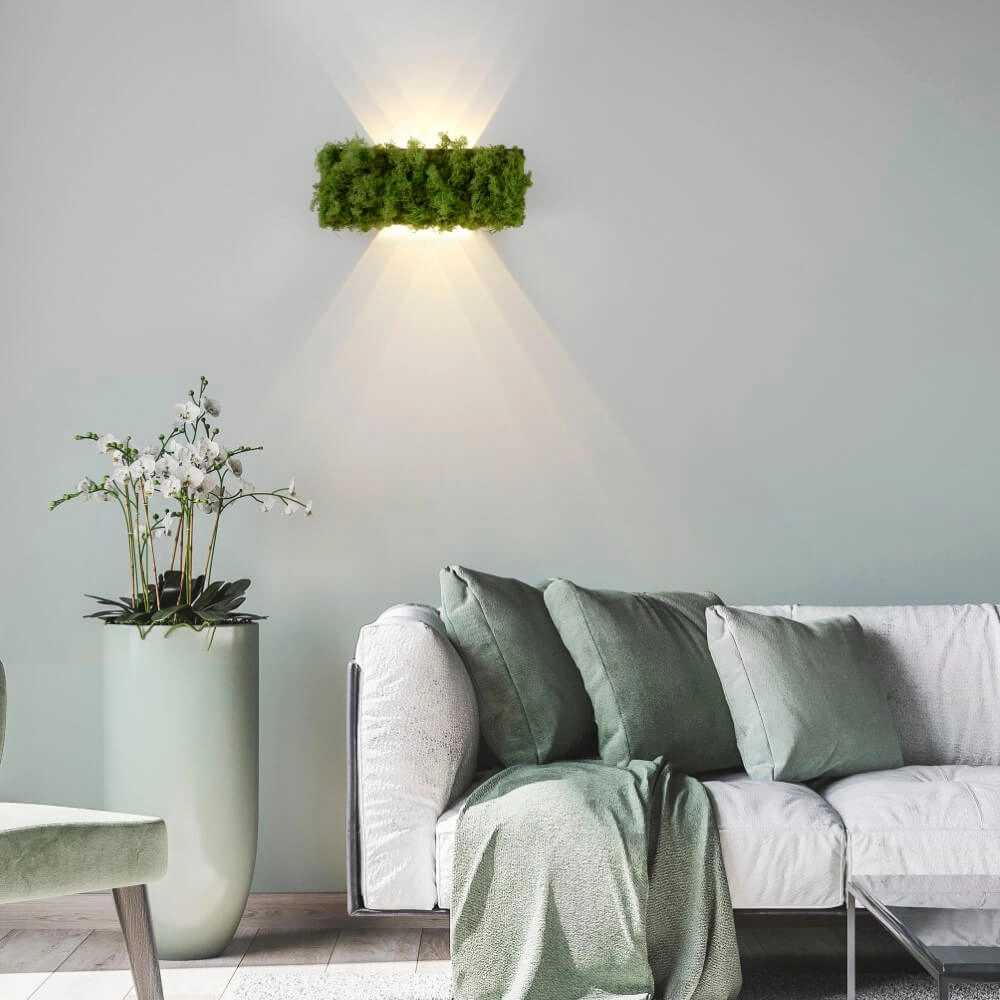 Rechthoekige plafondlamp Green Carlo met mos Just Light 4043689994853