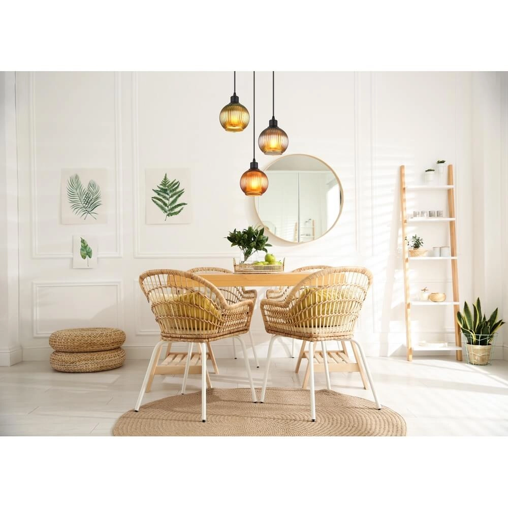 Ronde hanglamp Zumba gekleurd glas 3-lichts Ø 36cm Globo 9007371449828