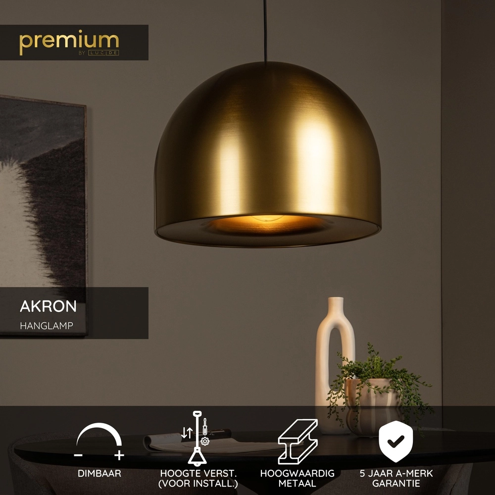 Moderne messing hanglamp Akron Ø 50cm - 1x E27 Premium by Lucide 5411212202086