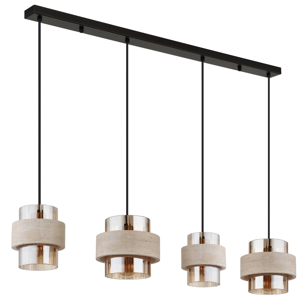 4-lichts hanglamp Daren zwart met marmer Globo 9007371592654