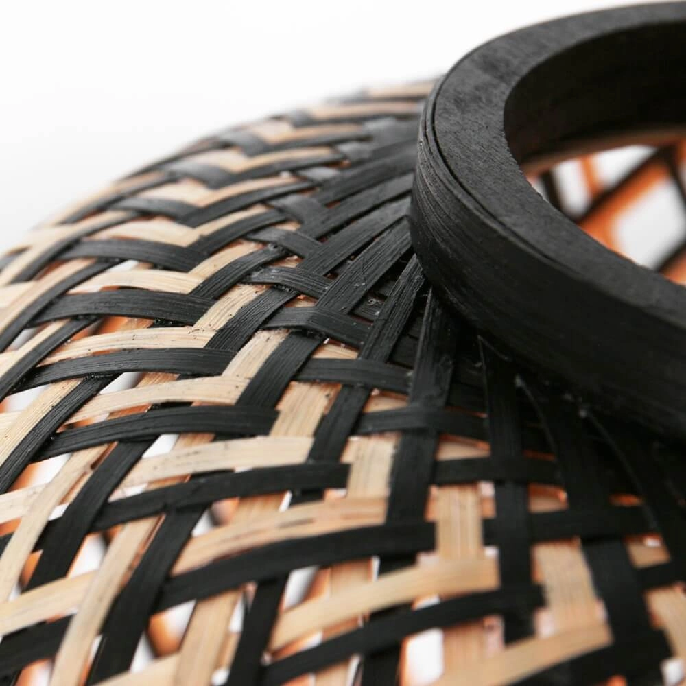 Zwarte bamboe tafellamp Maze Ø 30cm Steinhauer 8712746147247