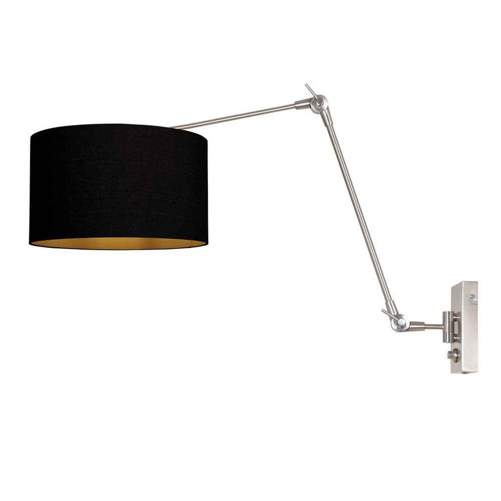 Wandlamp Prestige Chic metaal met zwarte kap Steinhauer 8712746175677
