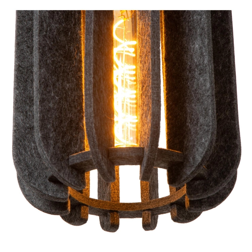 Strakke hanglamp Rafal 3-lichts rond zwart met grijs Lucide 5411212452788