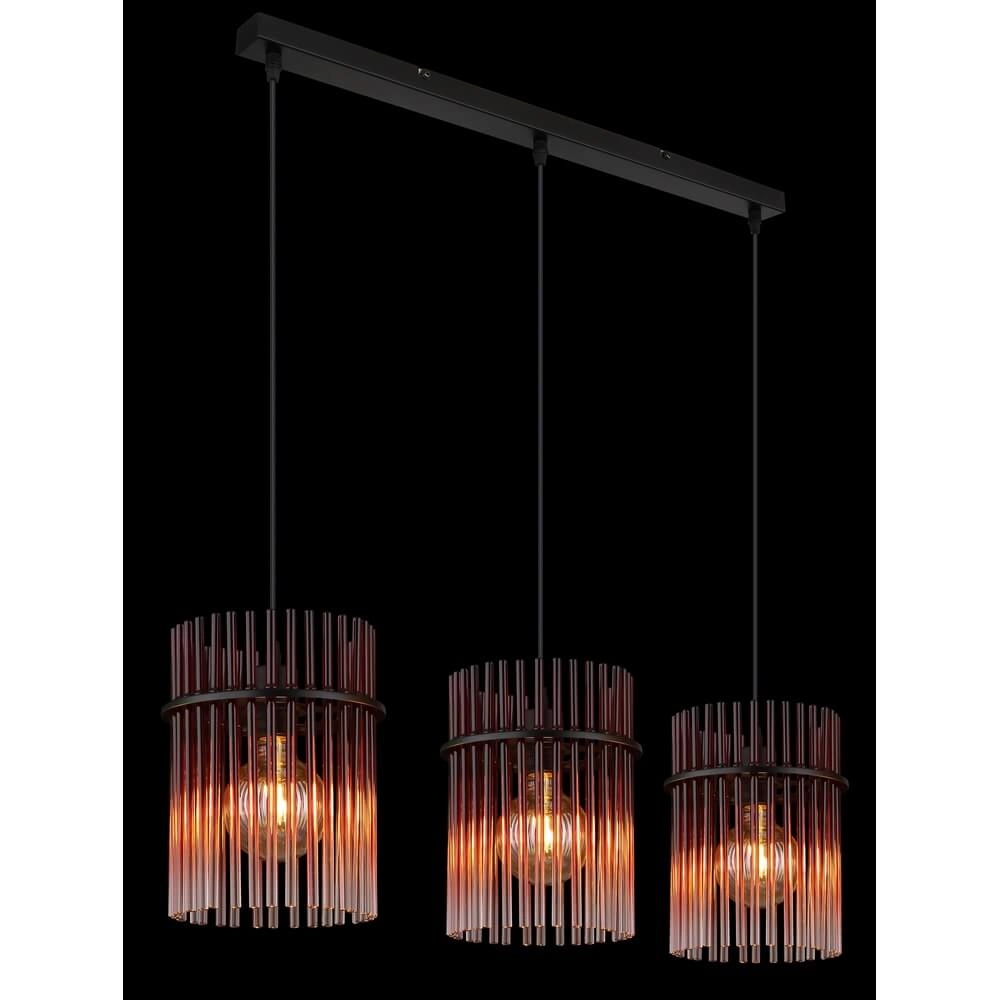 Zwarte hanglamp Gorley met rood glas 3-lichts Globo 9007371465965