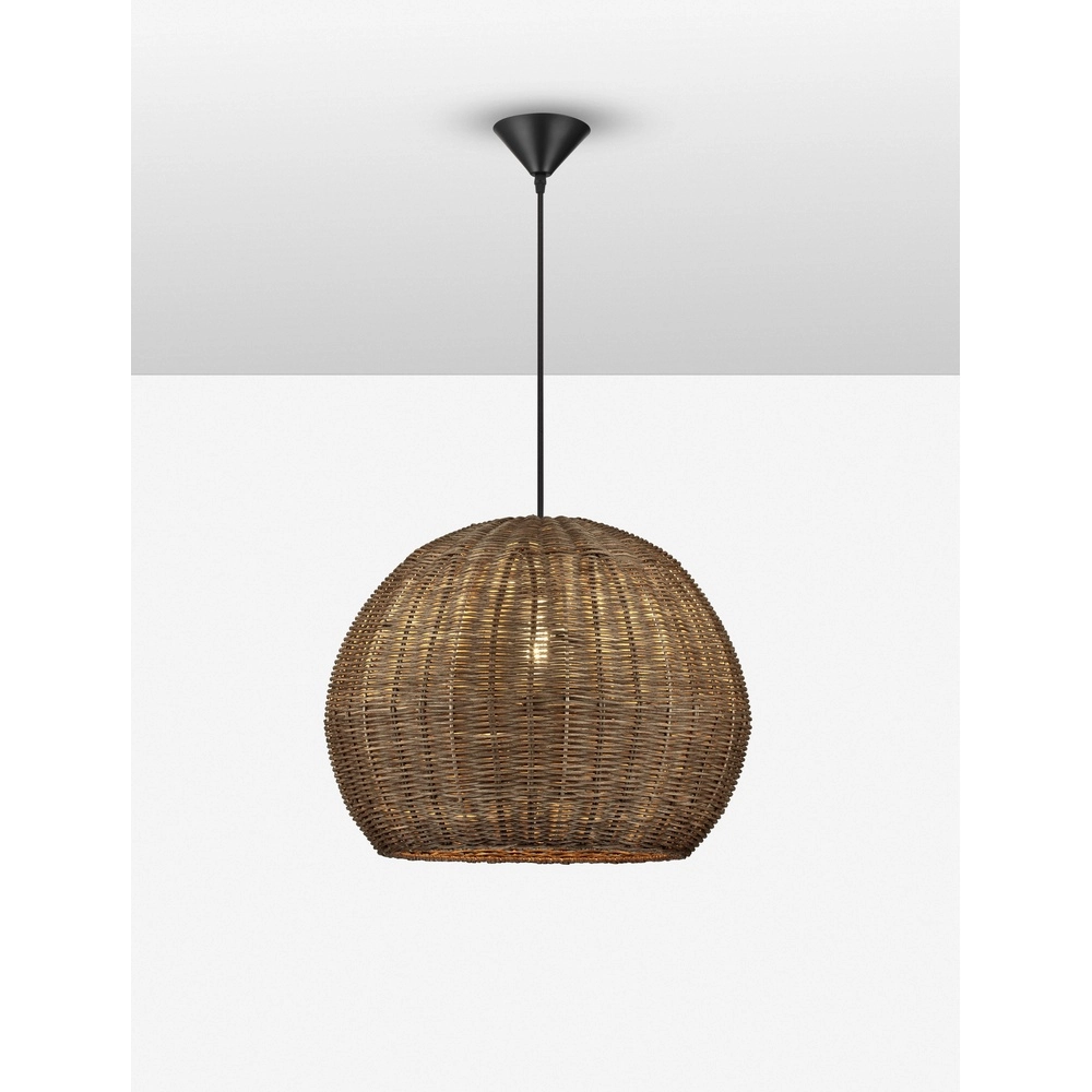 Hanglamp Rielo zwart met rotan Lyora 5212017487957