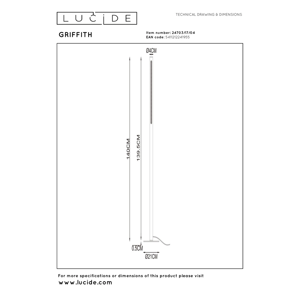 Design vloerlamp Griffith brons Premium by Lucide 5411212241955