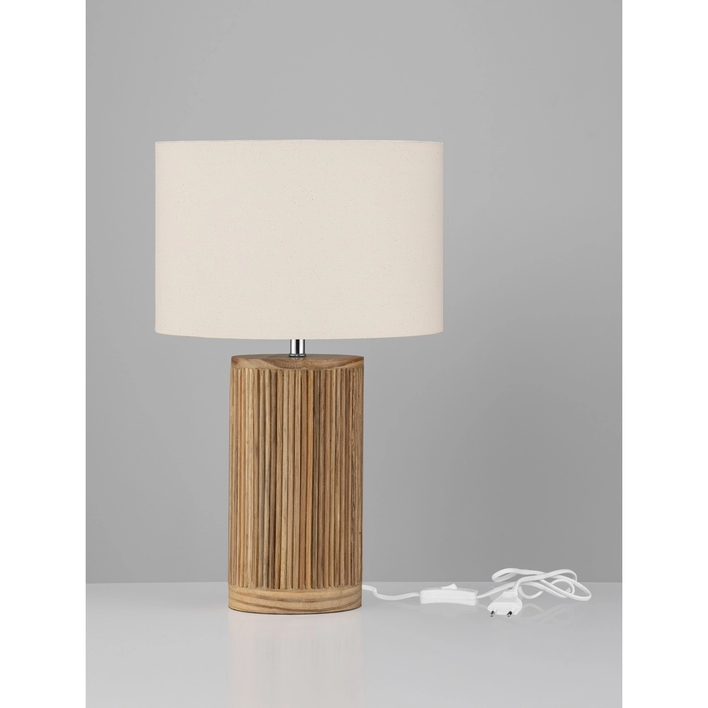 Schemerlamp Nau hout met witte kap Lyora 5212017468284