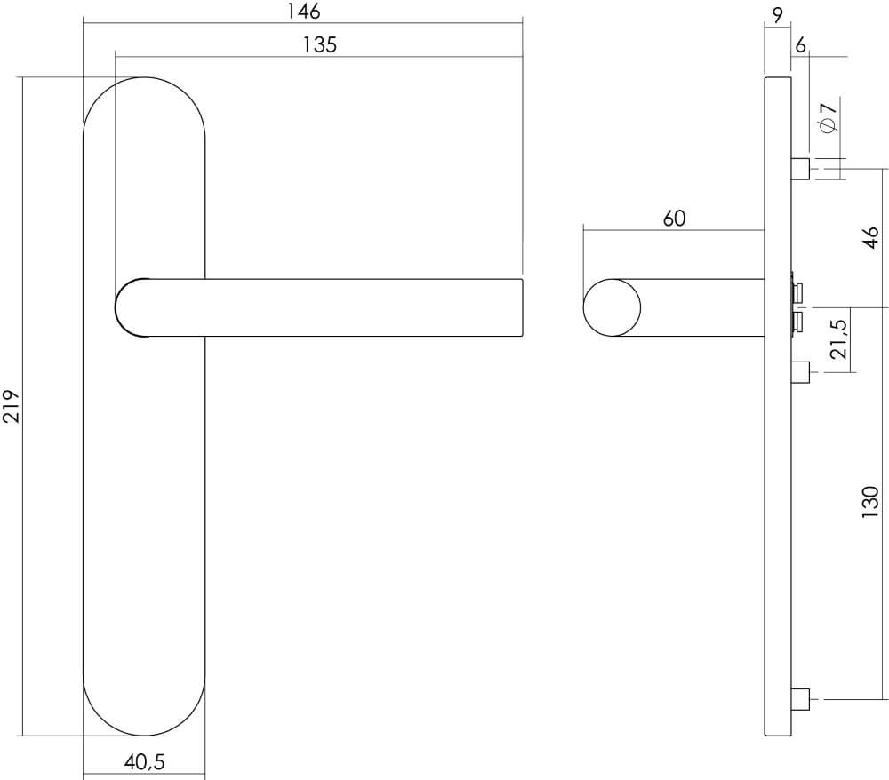 Deurklink Recht blind RVS Intersteel 8714186171943