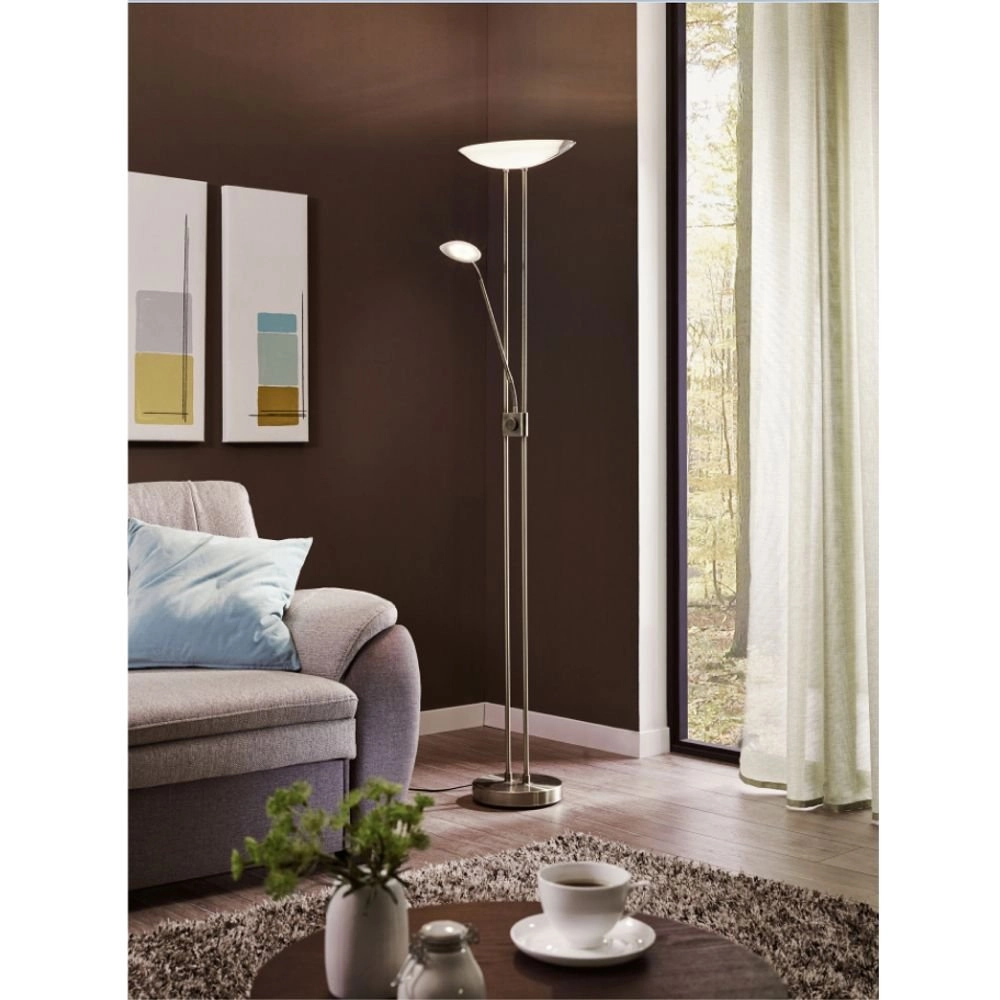 Staande lamp met leeslamp Baya mat chroom Eglo 9002759938741