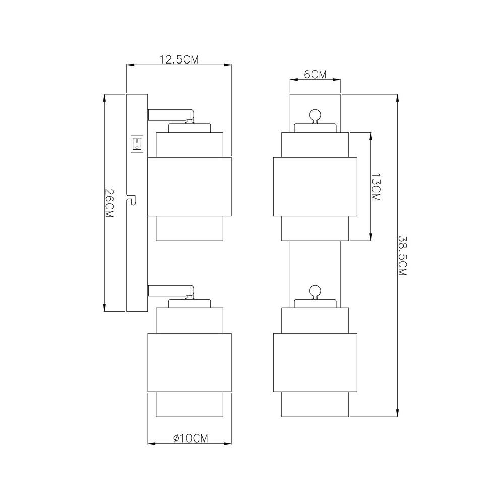 Design plafondlamp Milley 2-lichts zwart Globo 9007371583348