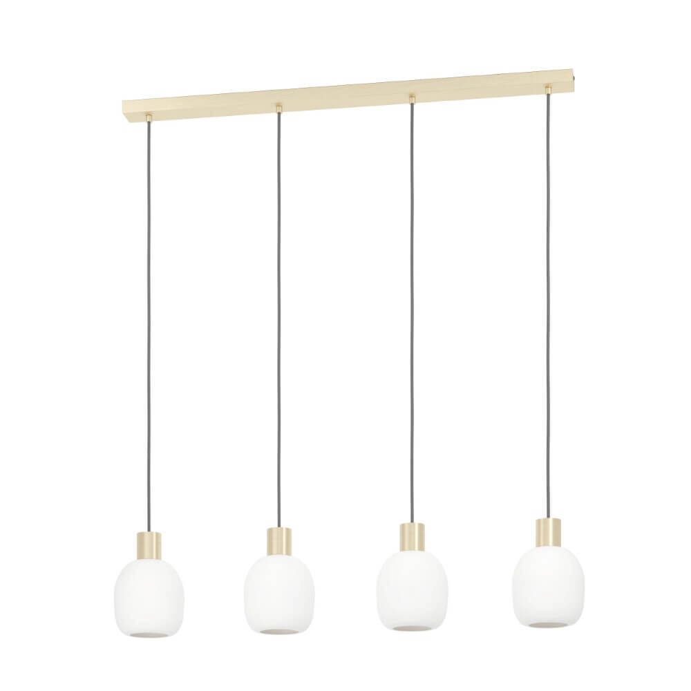 Gouden eettafel lamp Manzanares met wit glas Gouden eettafel lamp Manzanares met wit glas