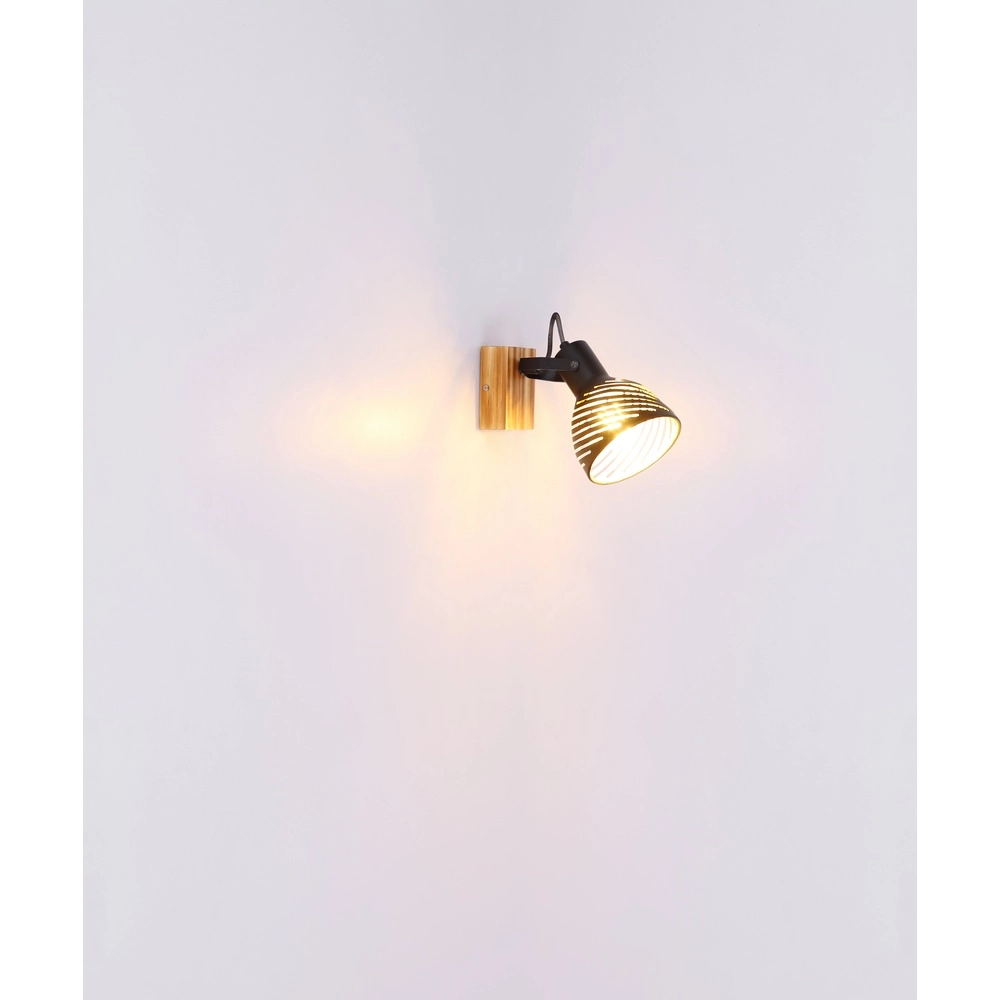 Wandlamp Lenna hout met zwart Globo 9007371419685