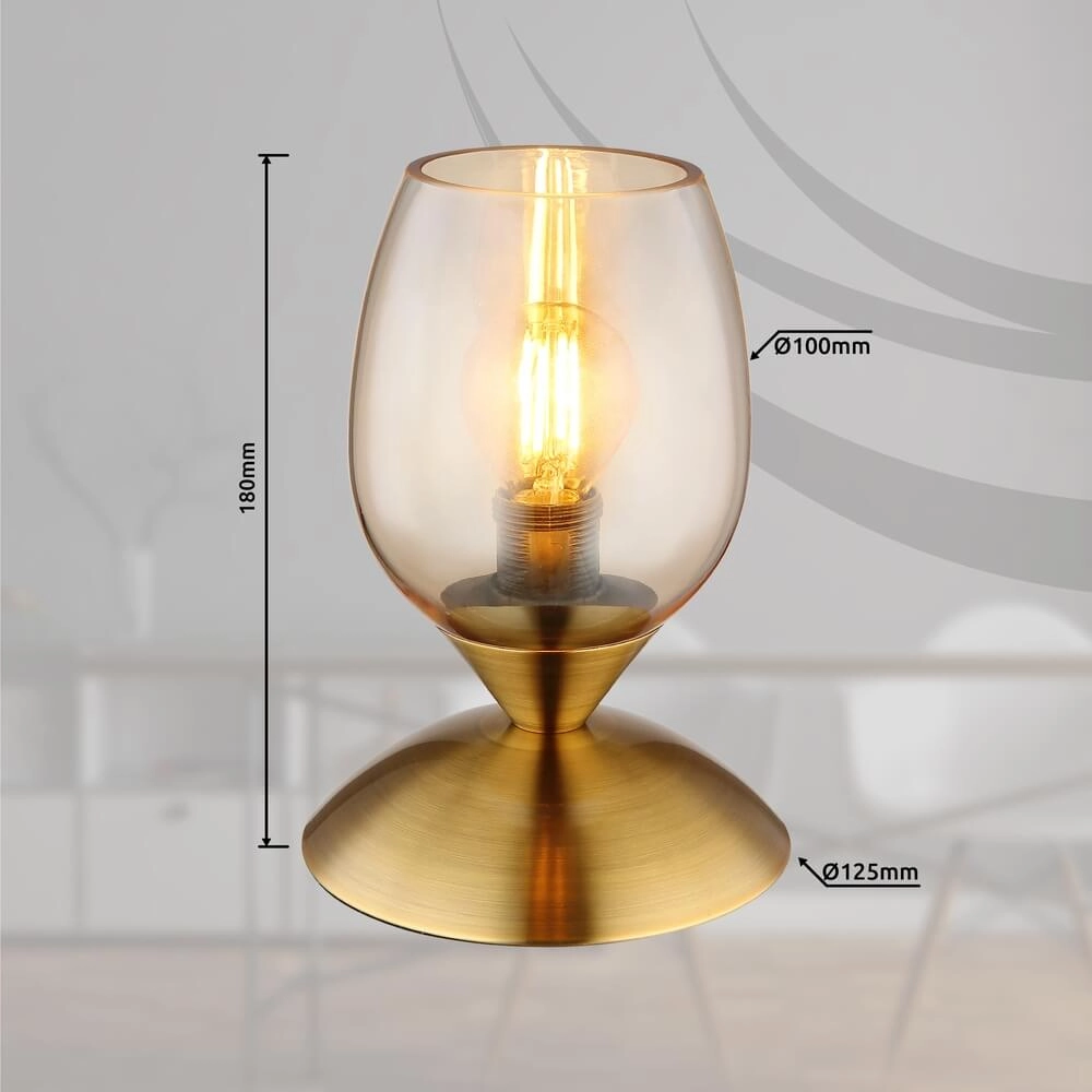 Tafellamp Kuwaita goud met amber glas Globo 9007371449989