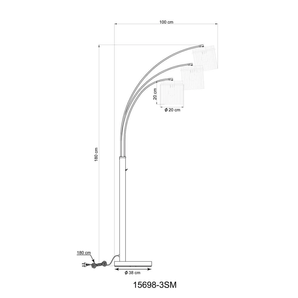Gouden vloerlamp Gorley met glas 3-lichts Globo 9007371481019