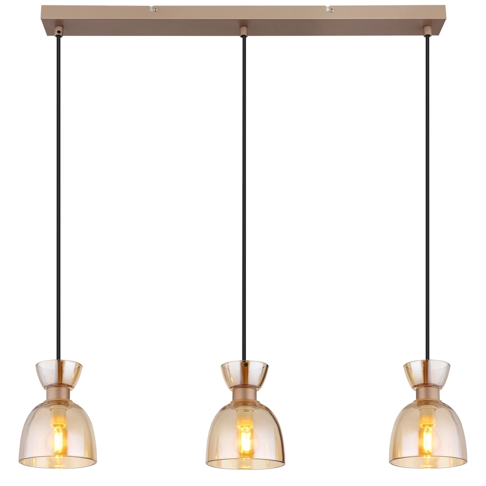 Design hanglamp Massey koffie bruin 3-lichts Globo 9007371533503