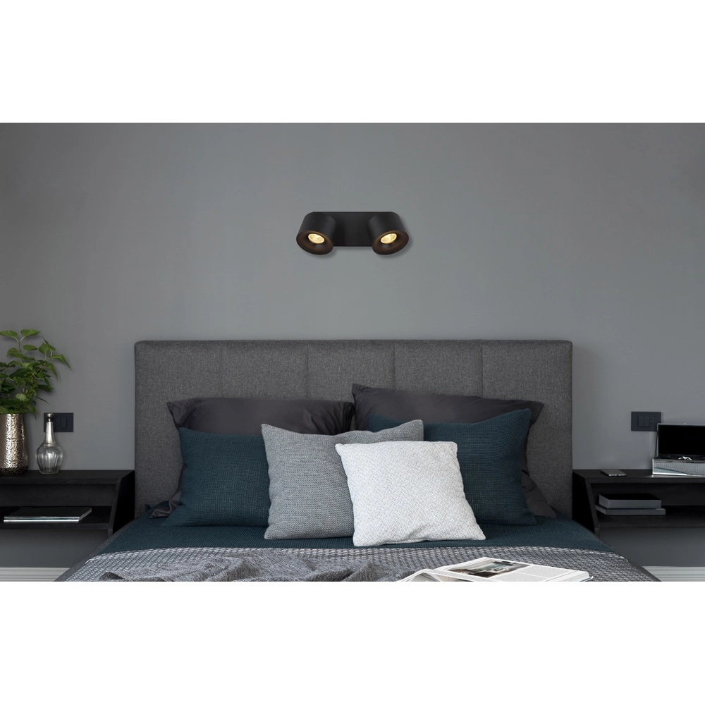 Strakke plafondlamp Rae 2-lichts zwart Globo 9007371447640