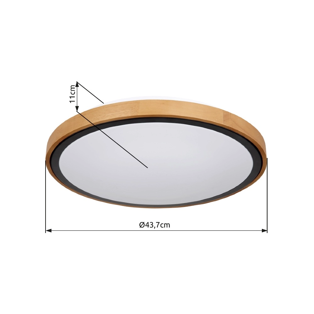 Plafondlamp Bruno Ø 43,7 zwart met hout Globo 9007371436484