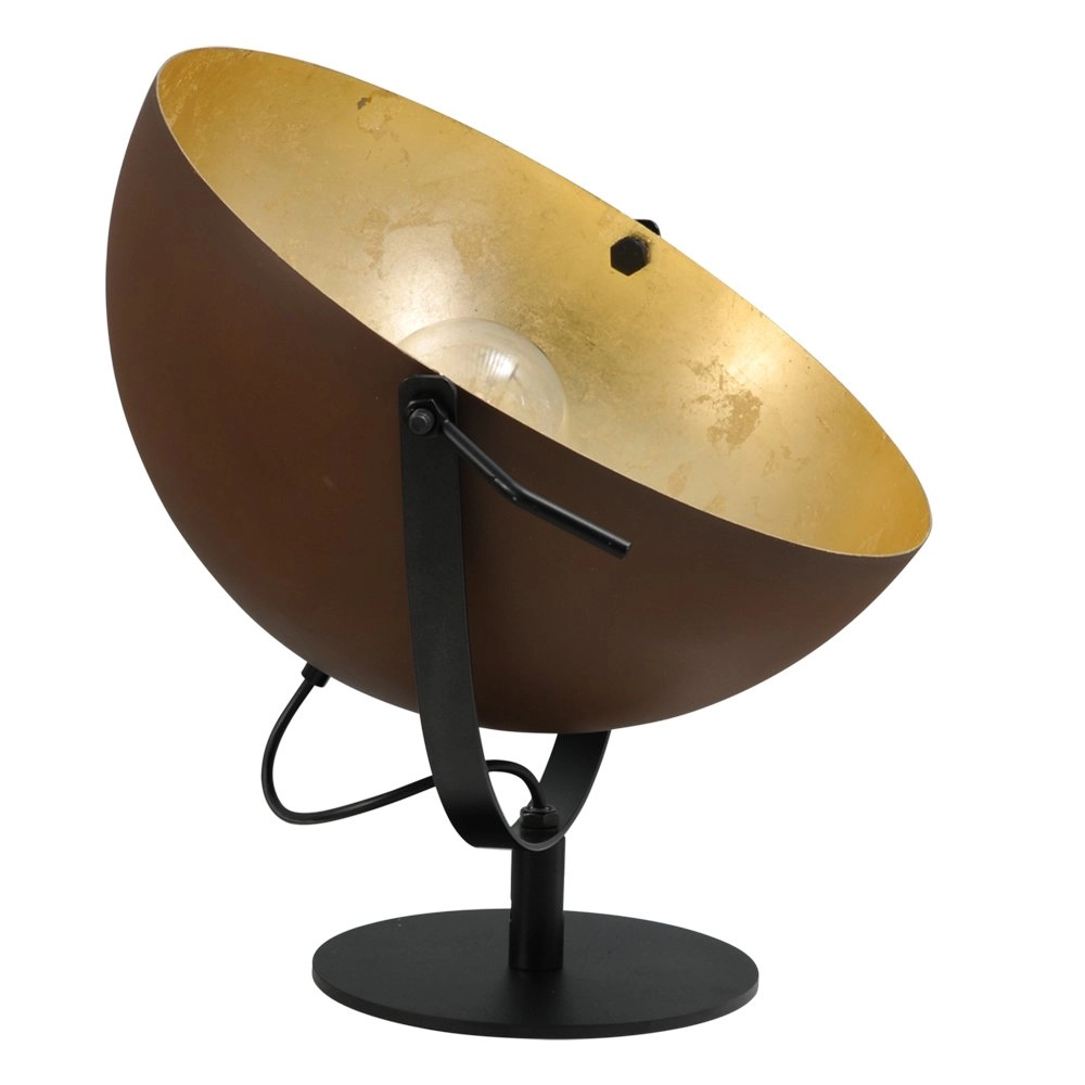 Stoere Industria Uplighter 40cm roestbruin met oudgoud