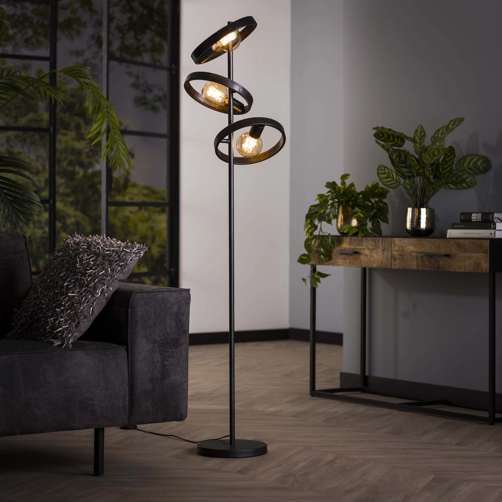 Ringen vloerlamp Hover 155cm hoog - charcoal