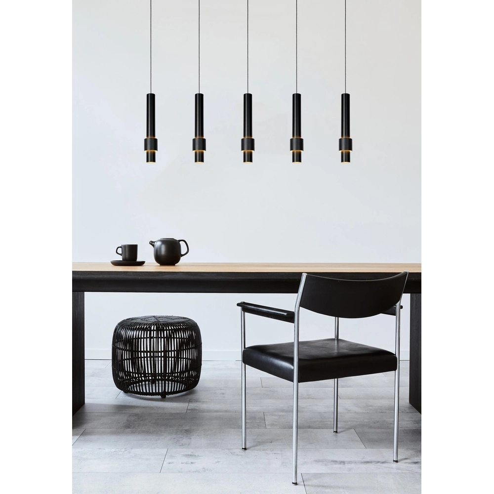 Strakke hanglamp Margary 5-lichts zwart Lucide 5411212241917