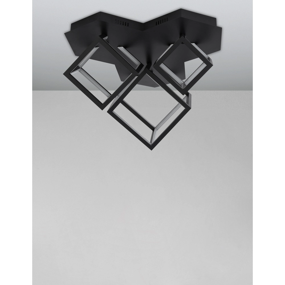 Vierkante plafondlamp Gabbia zwart Lyora 5212017423436