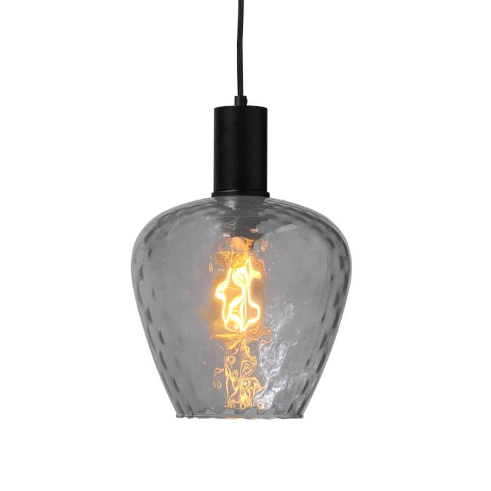 3-lichts hanglamp - zwart - Porto met Diamond smoke glazen Masterlight 8718121269504