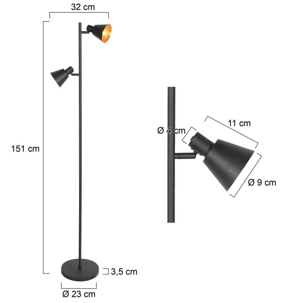 Vloerlamp Oeroe zwart met goud Steinhauer 8712746176360