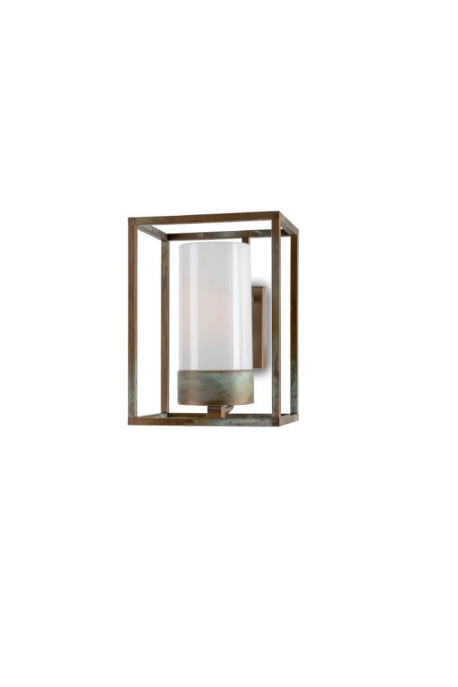 Landelijke wandlamp Cubic3 wit glas