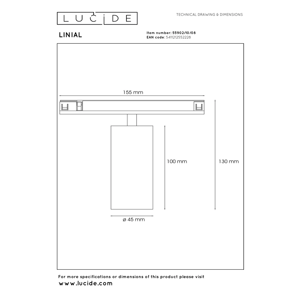 1-fase railspot Linial Mox mat zwart chroom Premium by Lucide 5411212552228
