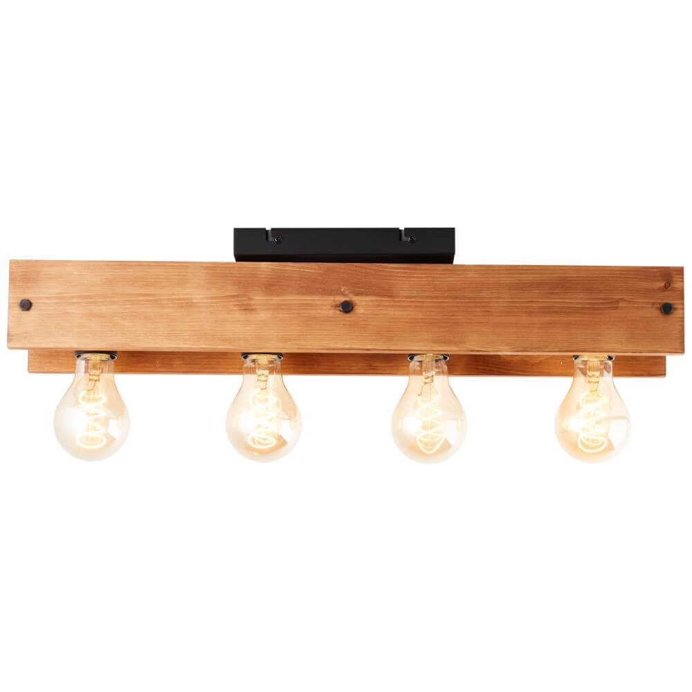 Plafondlamp Calandra 4-lichts zwart met houtbruin Plafondlamp Calandra 4-lichts zwart met houtbruin