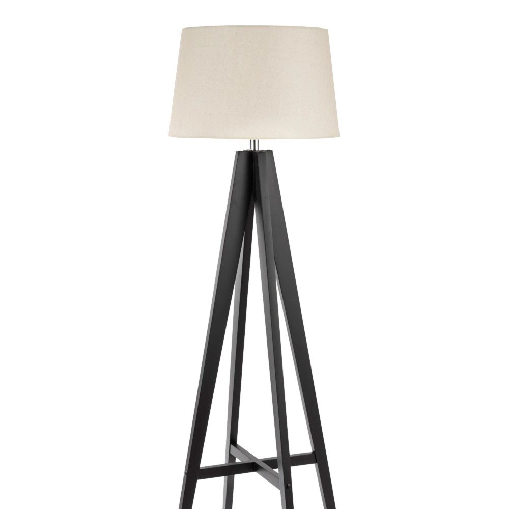 Landelijke vloerlamp Easel 148cm zwart met taupe Searchlight 5053423027180