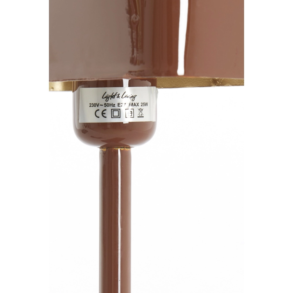 Nachtkastlamp Elenie 25x13cm - glans rood-bruin Light & Living 8717807818852