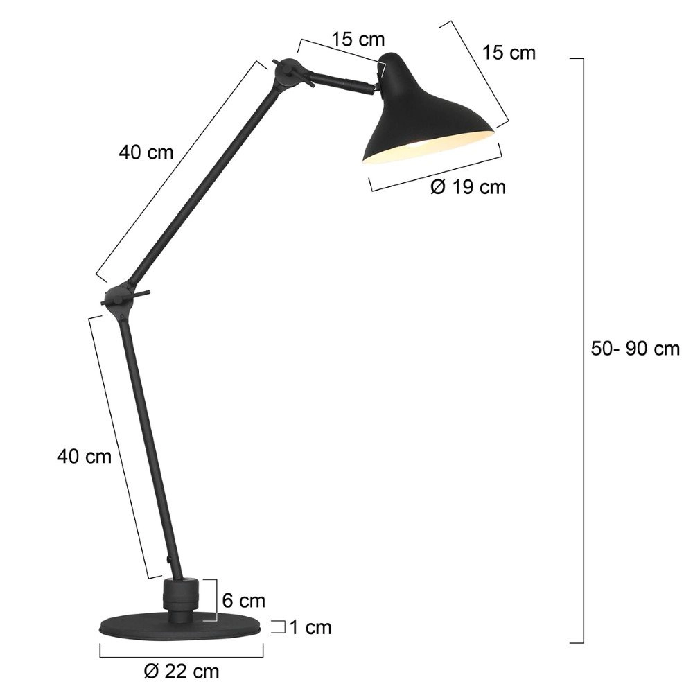 Zwarte leeslamp Kasket 50cm Steinhauer 8712746132786